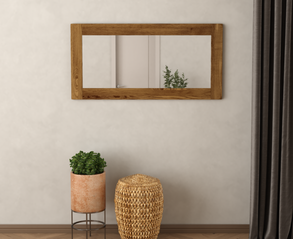 Harrogate Rustic Solid Oak Wall Mirror | Bed Sava