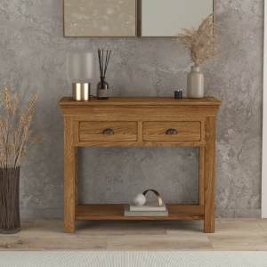 Burford Rustic Solid Oak Console Table | Bed Sava
