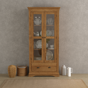 Burford Rustic Solid Oak Display Cabinet | Bed Sava