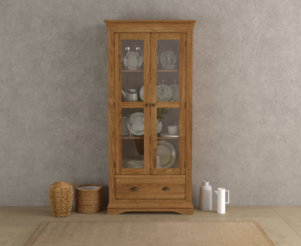 Burford Rustic Solid Oak Display Cabinet | Bed Sava