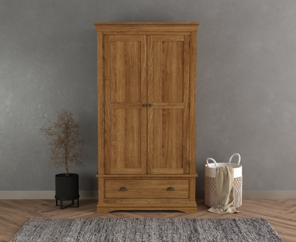 Burford Rustic Solid Oak Double Wardrobe