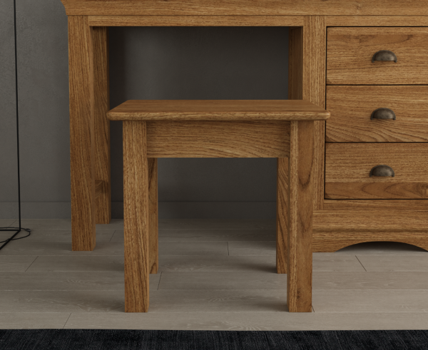 Burford Rustic Solid Oak Dressing Table Stool | Bed Sava
