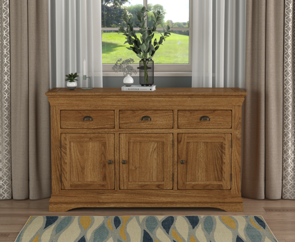 Burford Rustic Solid Oak Large Sideboard