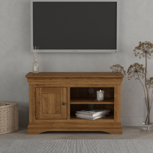 Burford Rustic Solid Oak Small TV Unit | Bed Sava