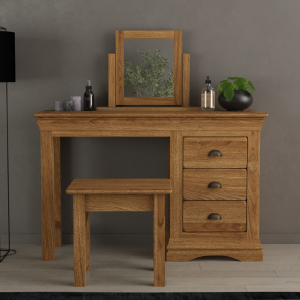Burford Rustic Solid Oak Dressing Table Set | Bed Sava