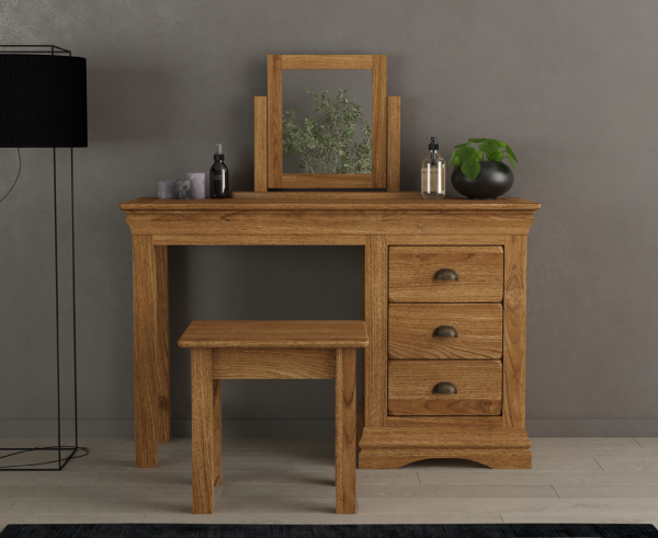 Burford Rustic Solid Oak Dressing Table Set | Bed Sava