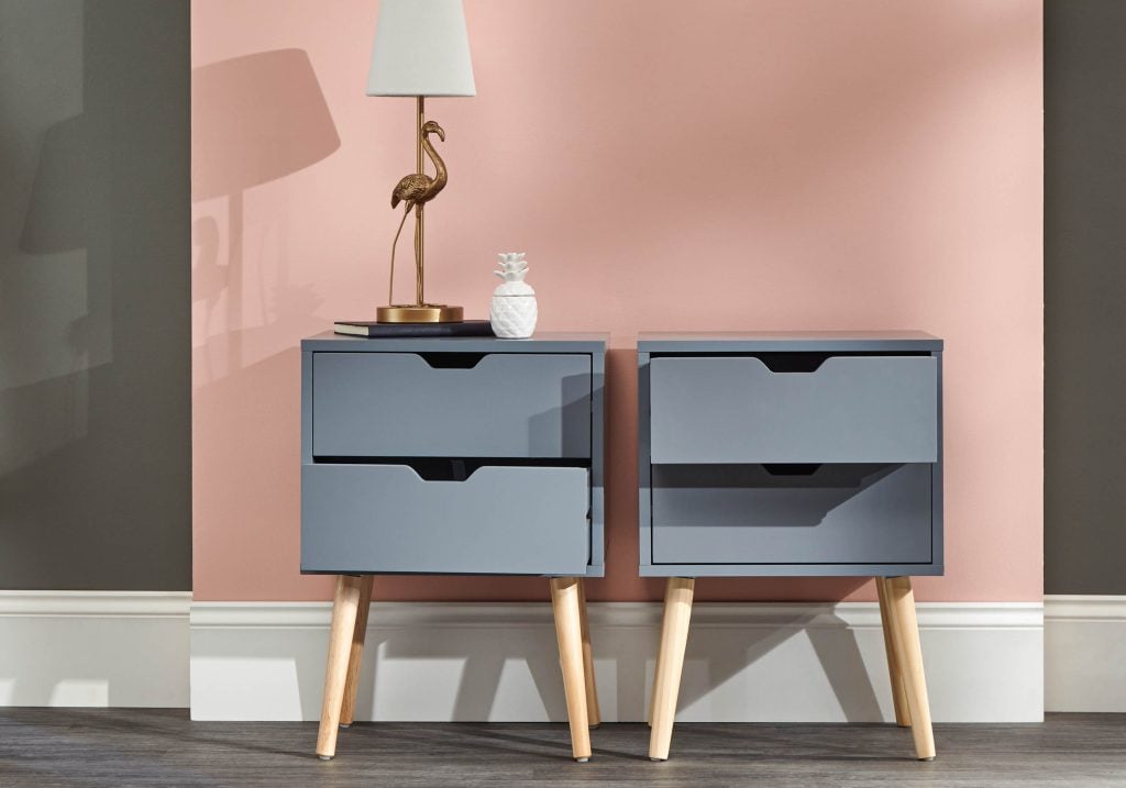 GFW Nyborg Pair Of  2 Drawer Bedside-Dark Grey