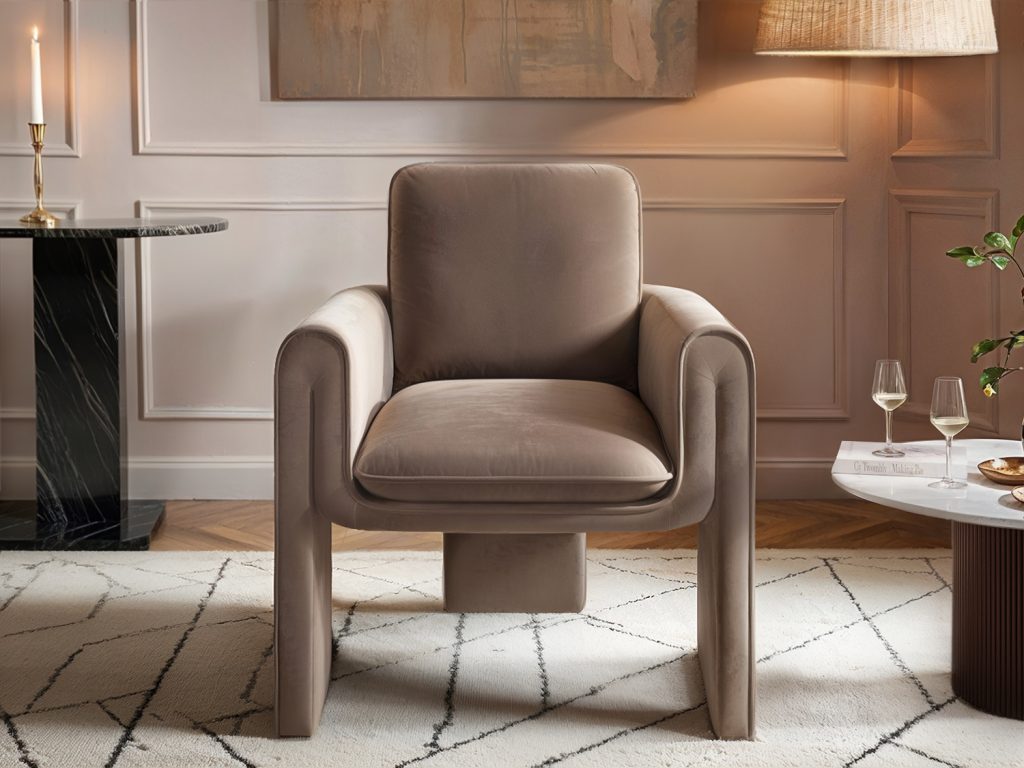 Solace+Co Dakota Chocolate Velvet Accent Chair