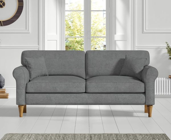 Darwin Charcoal Grey Fabric Three Seater Sofa | Bed Sava
