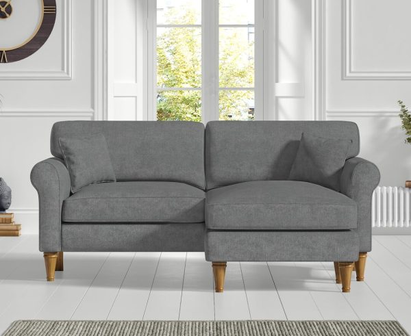 Darwin Charcoal Grey Fabric Right Hand Facing Chaise Corner Sofa | Bed Sava