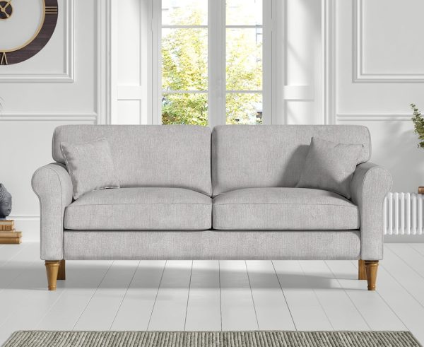 Darwin Light Grey Fabric Three Seater Sofa | Bed Sava