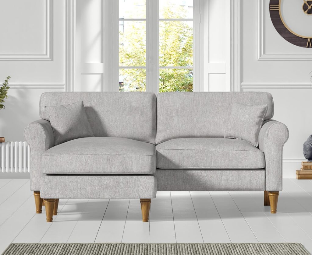 Darwin Light Grey Fabric Left Hand Facing Chaise Corner Sofa