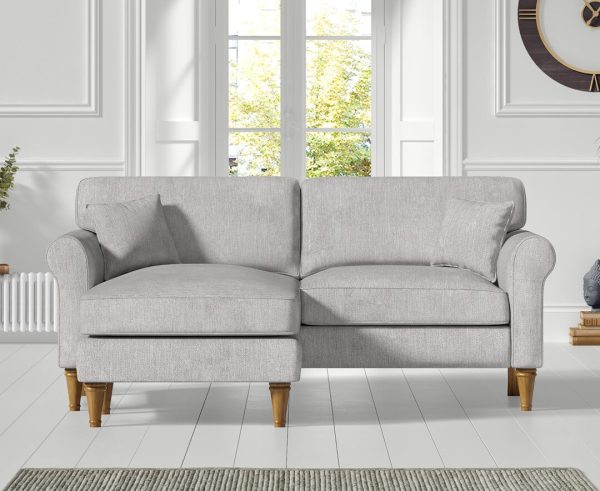 Darwin Light Grey Fabric Left Hand Facing Chaise Corner Sofa | Bed Sava