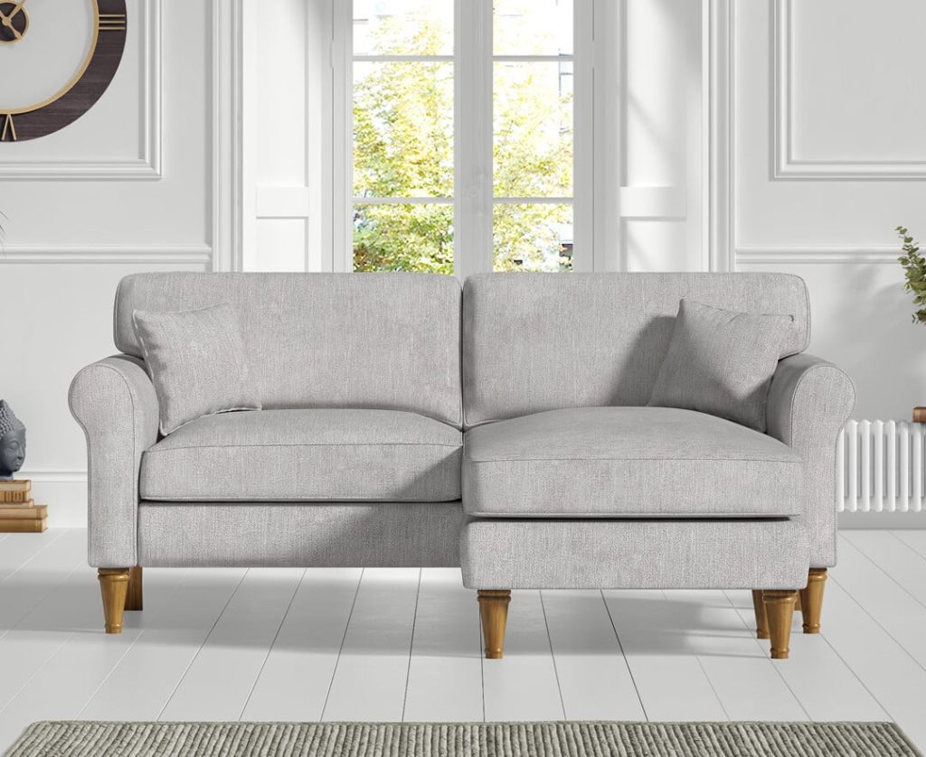 Darwin Light Grey Fabric Right Hand Facing Chaise Corner Sofa