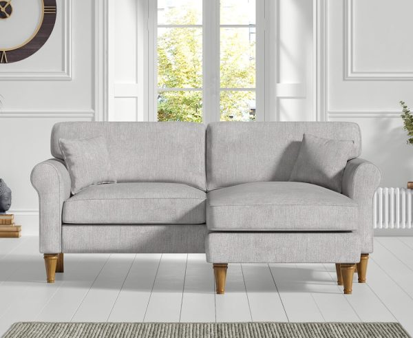 Darwin Light Grey Fabric Right Hand Facing Chaise Corner Sofa | Bed Sava