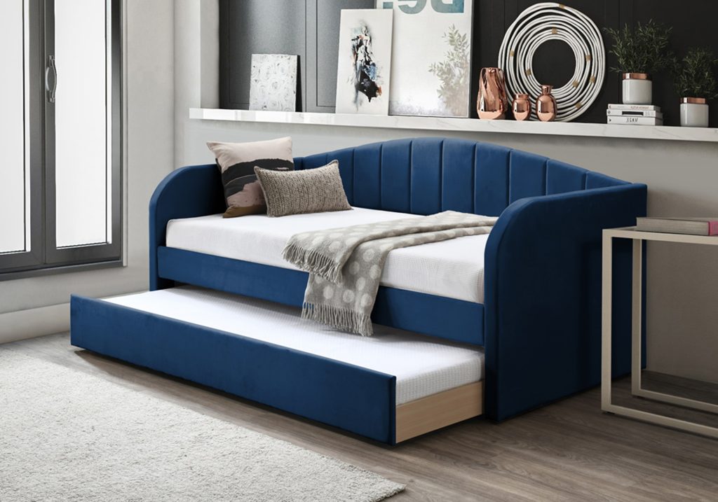 Flintshire Fabric Day Bed with Trundle-Blue