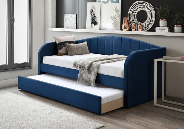Flintshire Fabric Day Bed with Trundle Blue | Bed Sava
