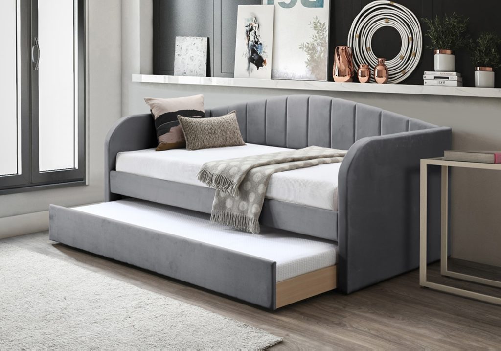 Flintshire Fabric Day Bed with Trundle-Grey