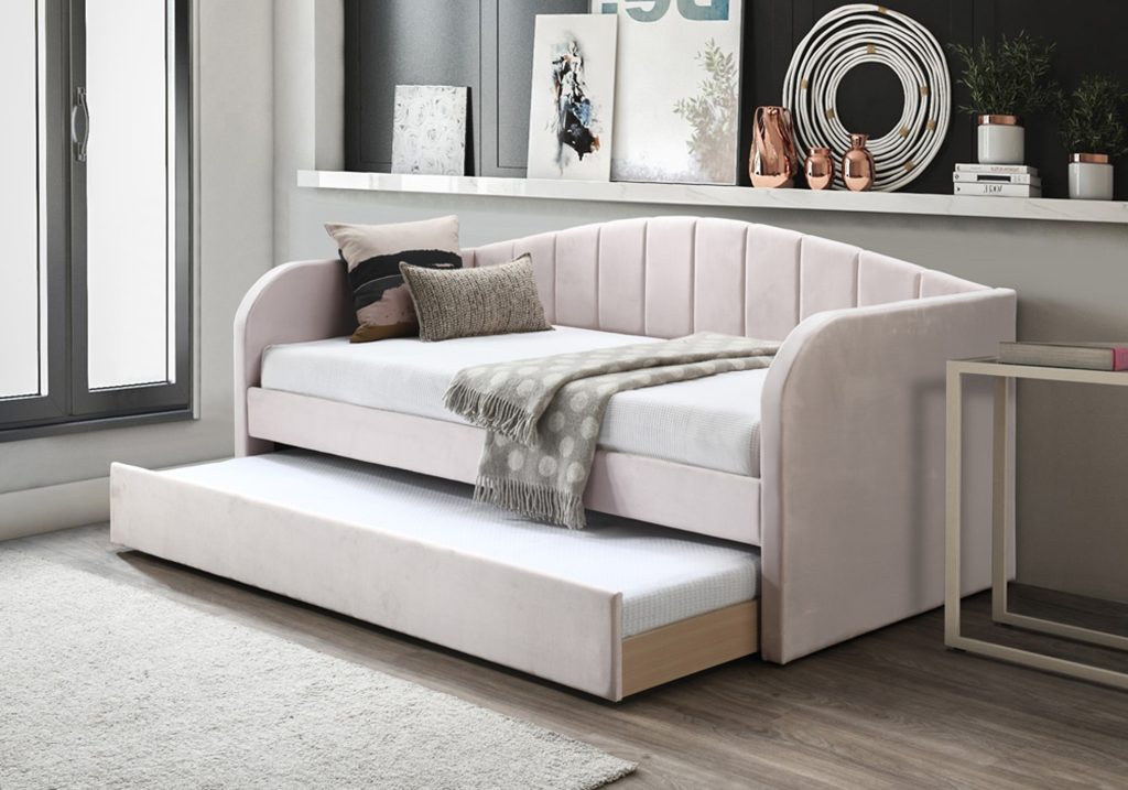 Flintshire Fabric Day Bed with Trundle-Pink