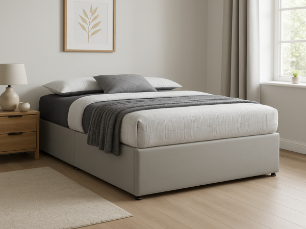 Sareer Flat Pack Divan Bed Base Kingsize Light Grey Velvet | Bed Sava