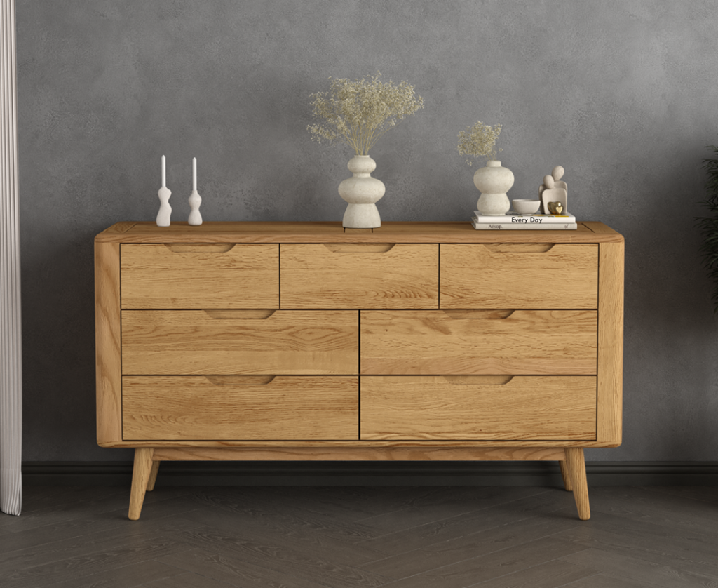 Rosa Solid Oak 3 Over 4 Wide Chest Of Drawers