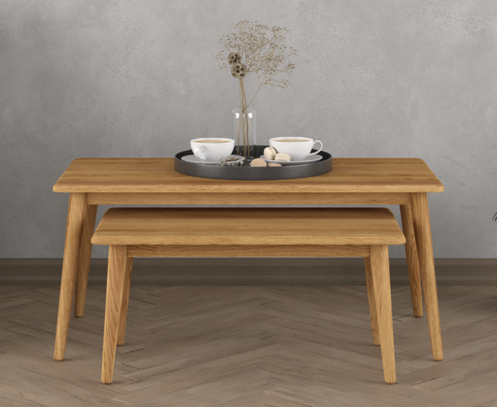 Rosa Solid Oak Compact Nesting Coffee Tables