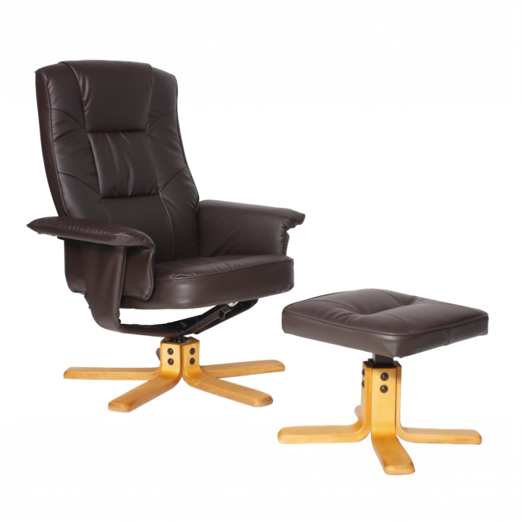 Alphason Drake Reclining Chair with Footstool Set-Brown