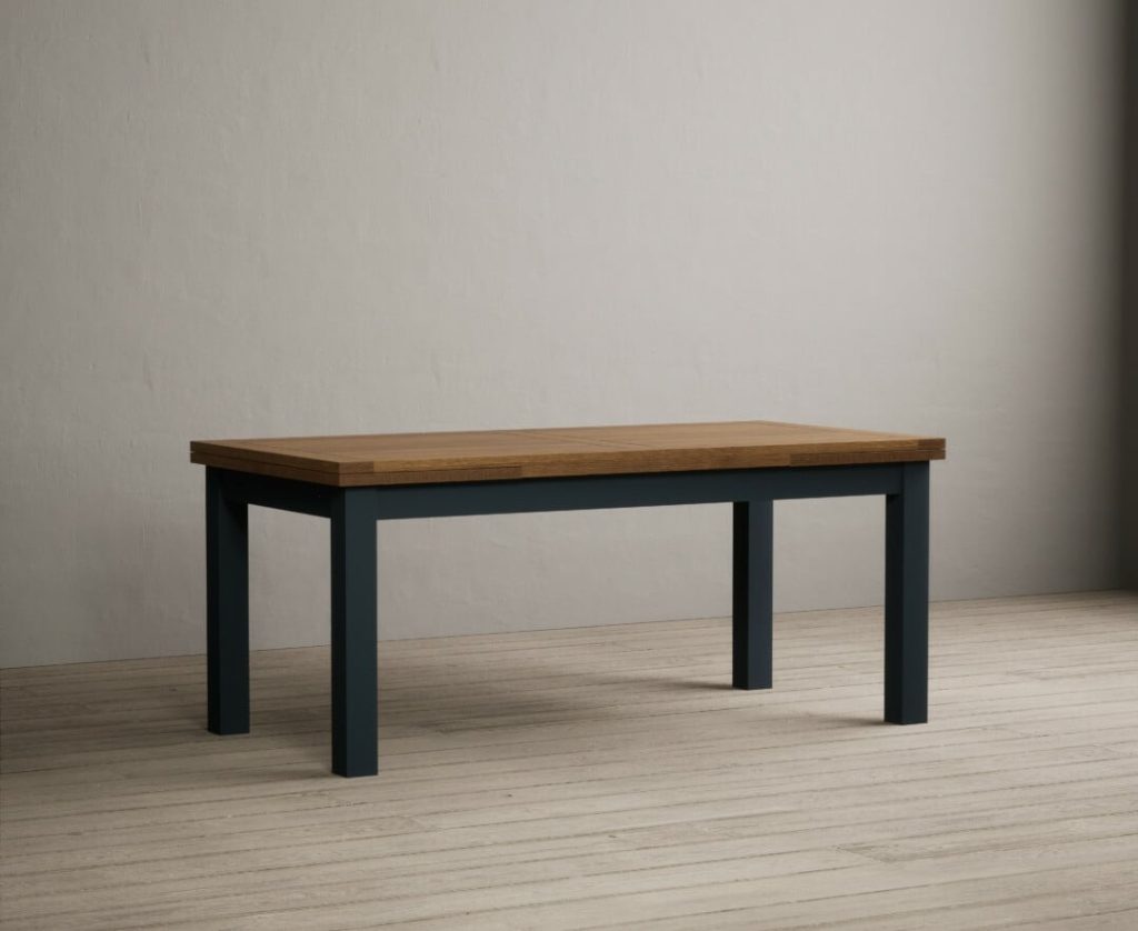 Extending Buxton 180cm Oak and Dark Blue Painted Dining Table