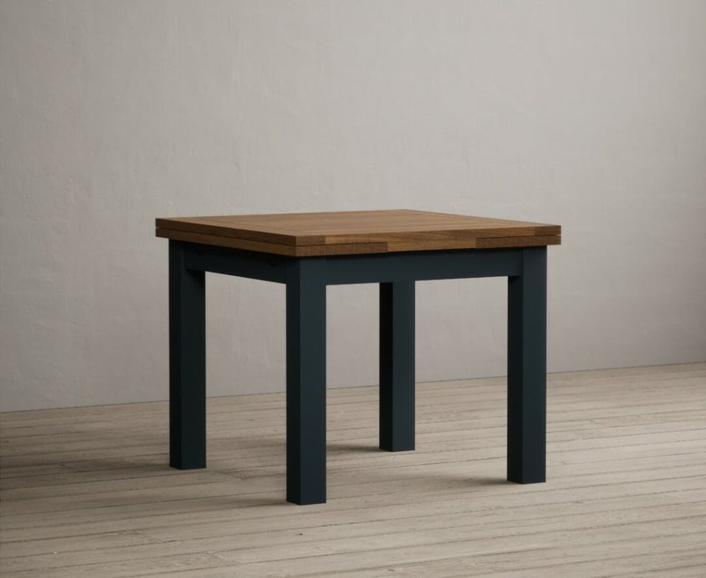 Extending Buxton 90cm Oak and Dark Blue Painted Dining Table