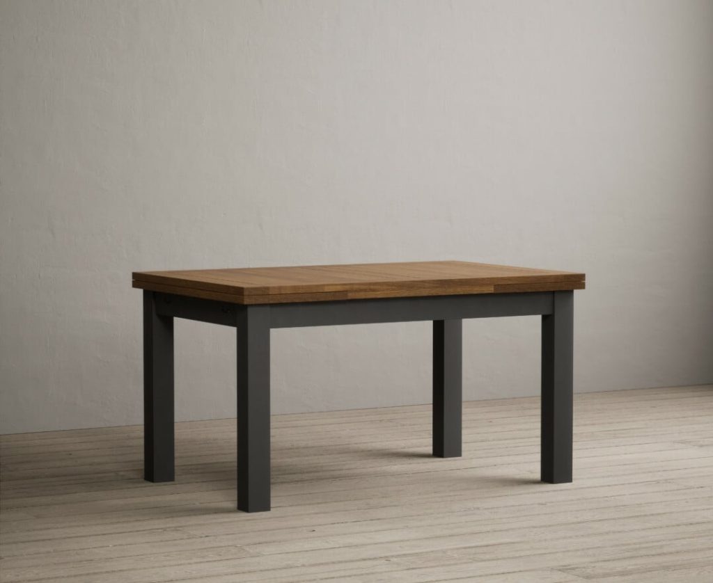Extending Buxton 140cm Oak and Charcoal Grey Painted Dining Table
