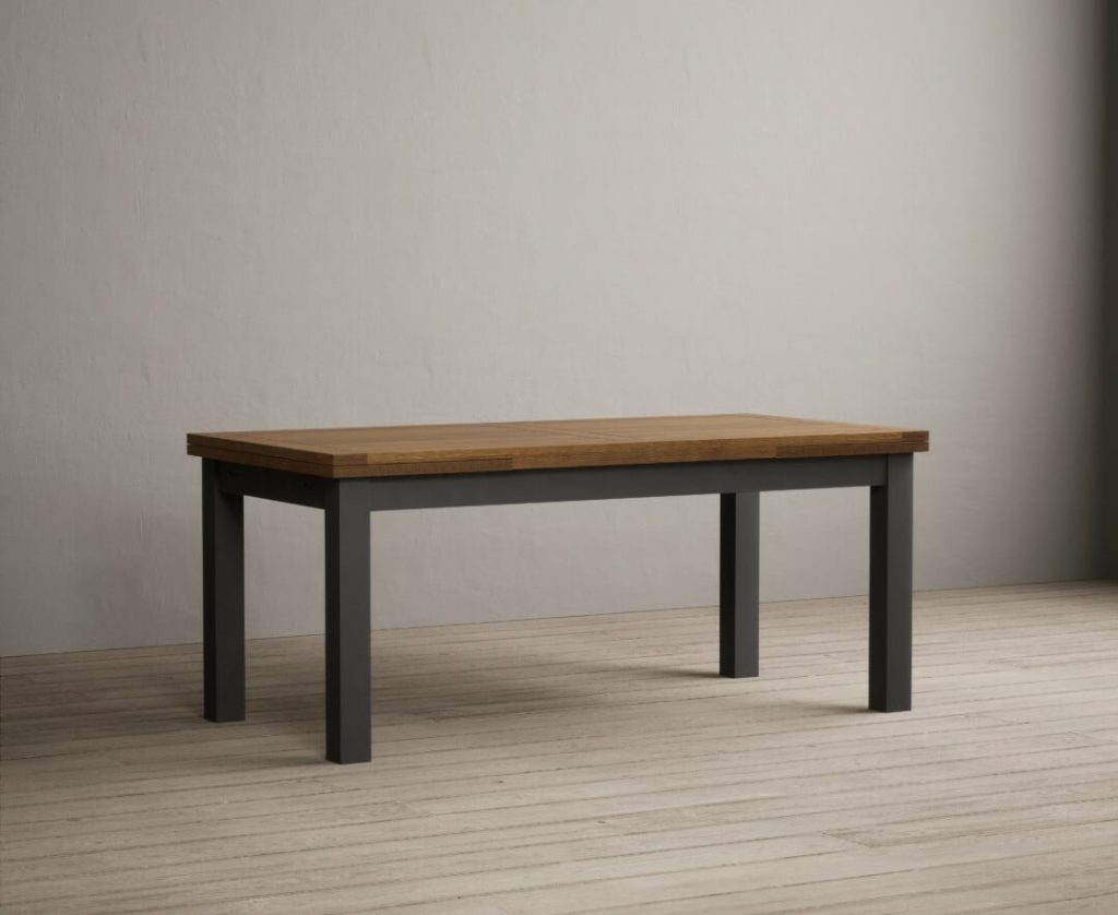 Extending Buxton 180cm Oak and Charcoal Grey Painted Dining Table