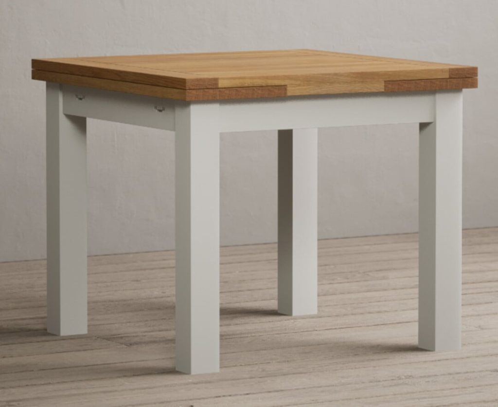 Extending Buxton 90cm Oak and Signal White Painted Dining Table