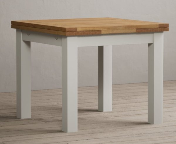 Extending Buxton 90cm Oak and Signal White Painted Dining Table | Bed Sava