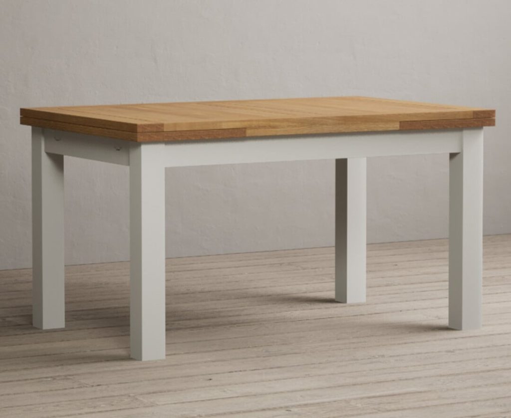 Extending Buxton 140cm Oak and Signal White Painted Dining Table