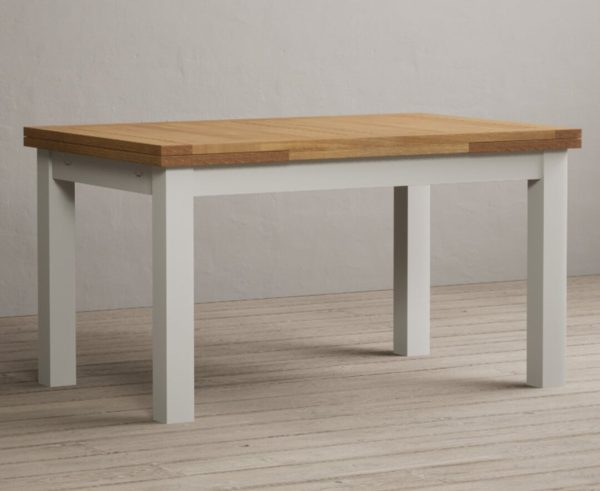 Extending Buxton 140cm Oak and Signal White Painted Dining Table | Bed Sava