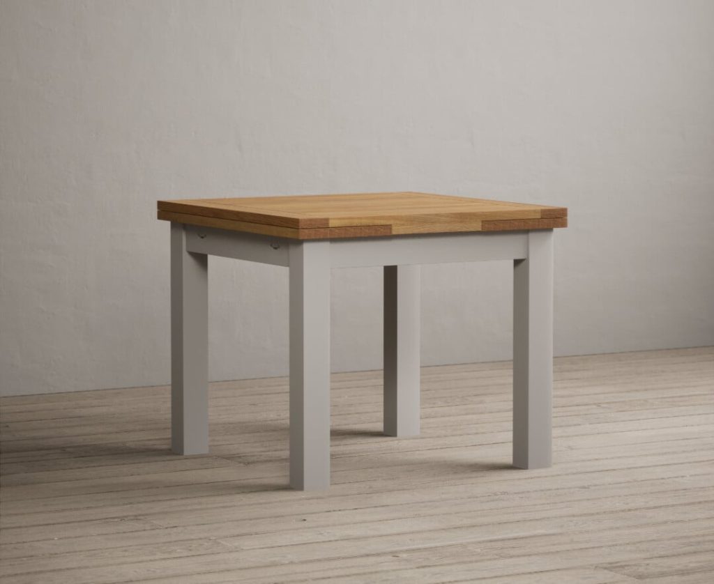 Extending Buxton 90cm Oak and Soft White Painted Dining Table