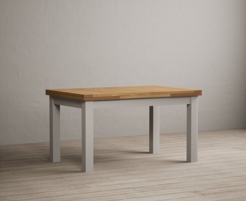 Extending Buxton 140cm Oak and Soft White Painted Dining Table