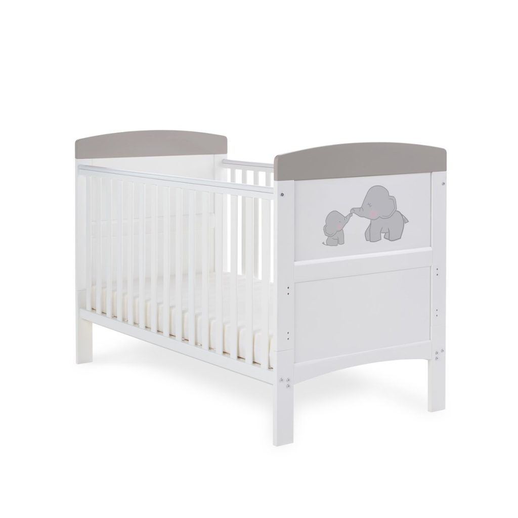 Obaby Grace Inspire Cot Bed - Me & Mini Me Elephants - Grey