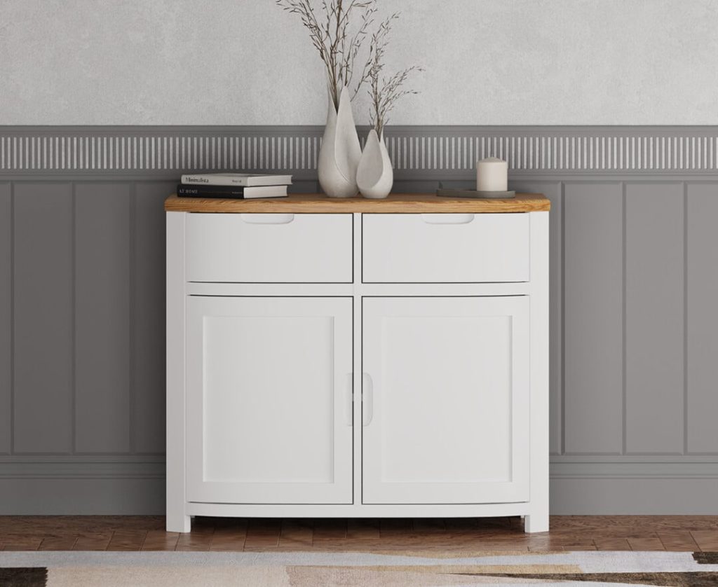 Bradwell Oak and Signal White Painted Small Sideboard