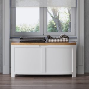 Bradwell Oak and Signal White Painted Blanket Box | Bed Sava
