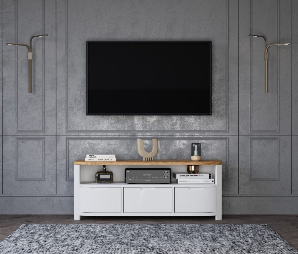 Bradwell Oak and Signal White Painted Large TV Unit