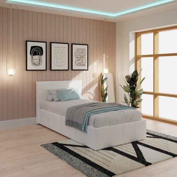 GFW End Lift Storage Ottoman WhiteWhite Single | Bed Sava