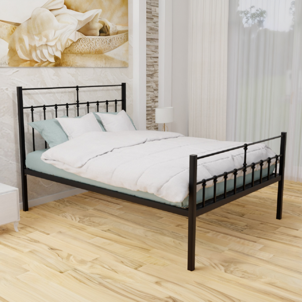 Wholesale Beds Emma Wrought Iron Bed Frame-Black -Low Foot End-Single