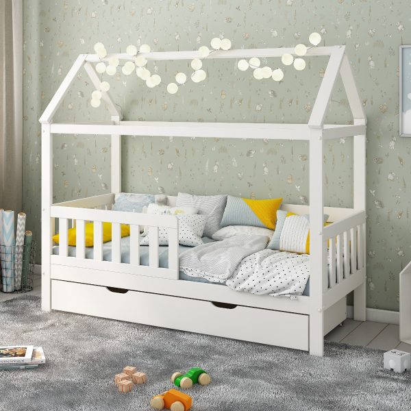 Noomi Essie Solid Wood Shorty House Bed White FSC Certified | Bed Sava