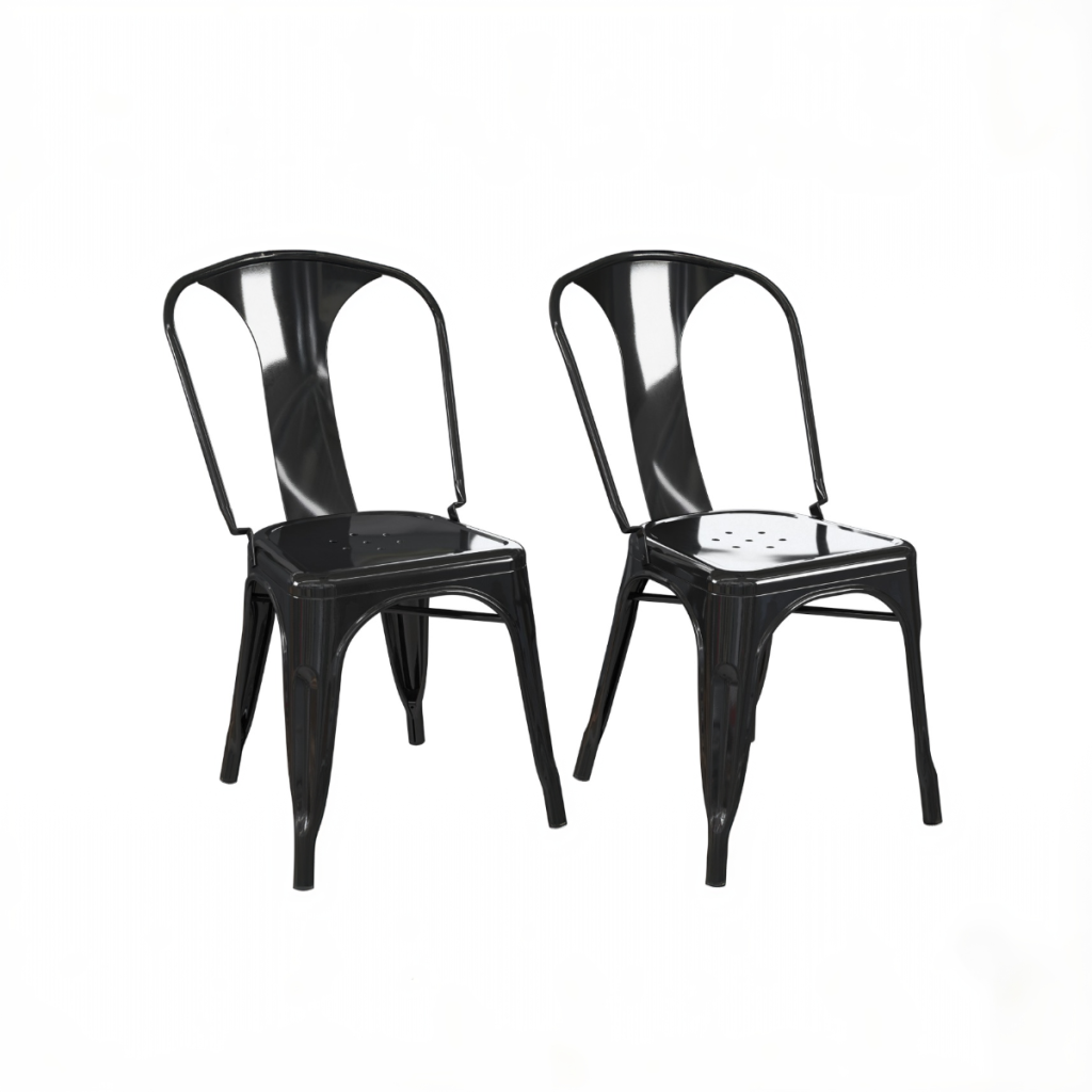 Dorel Finn Metal Dining Chairs Set of 2-Black