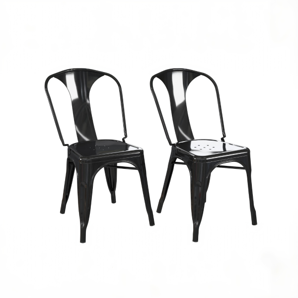 Dorel Finn Metal Dining Chairs Set of 2 Black | Bed Sava