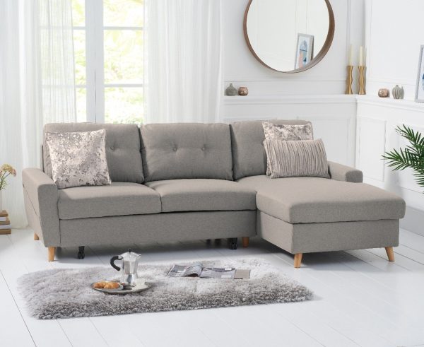 Florence Right Facing Chaise Sofa Bed in Grey Linen | Bed Sava