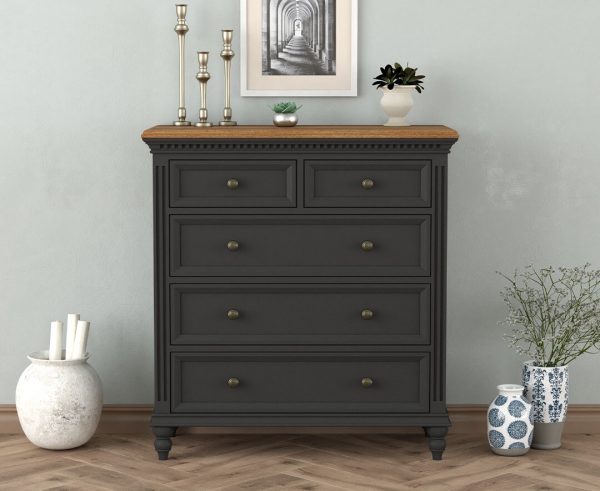 Francis Oak and Charcoal Grey Painted 2 Over 3 Chest of Drawers | Bed Sava