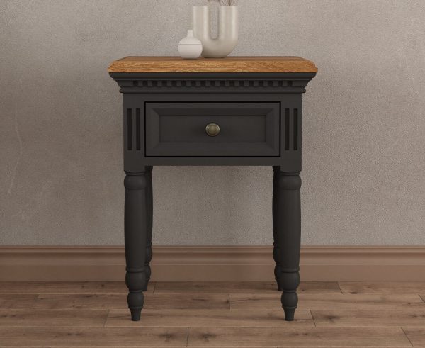 Francis Oak and Charcoal Grey Painted Bedside Table | Bed Sava