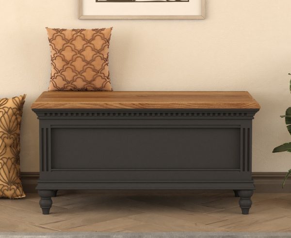 Francis Oak and Charcoal Grey Painted Blanket Box | Bed Sava